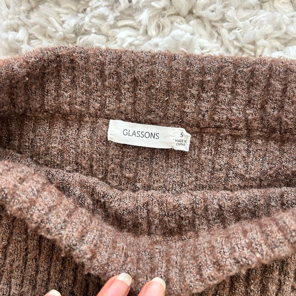 Glassons Chocolate Ribbed Knit Skirt Set - Picture 4 of 7